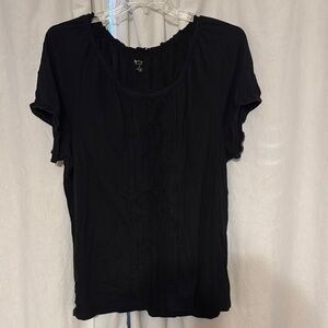 New Directions Black Short Sleeve Blouse